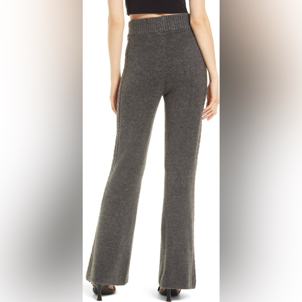 OPEN EDIT || Flared Sweater Knit Pants in Charcoal Gray - SZ XXS